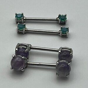 Gorgeous Natural Stone Nipple Barbells!!!